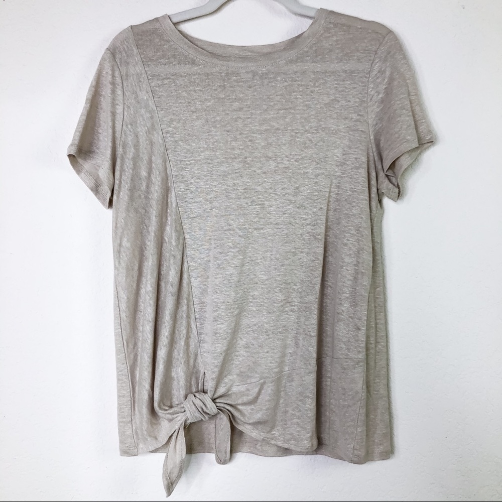 J. Jill Love Linen 100% Linen Tie Front T-Shirt S
